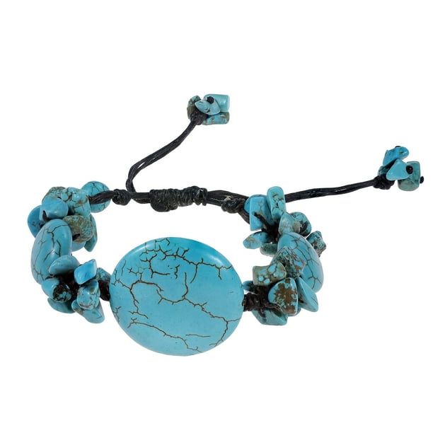 AeraVida White-Blue Blossom Reconstructed White Howlite & Simulated Turquoise Floral Cotton Wax Rope Link Bracelet AeraVida White-Blue Blossom Reconstructed White Howlite & Simulated Turquoise Floral Cotton Wax Rope Link Bracelet